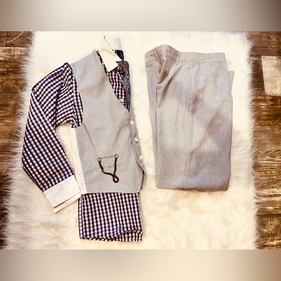 Young Kings by Steve Harvey Purple & Gray 4pc set formal wear boys size 12 NWOT - Picture 2 of 16